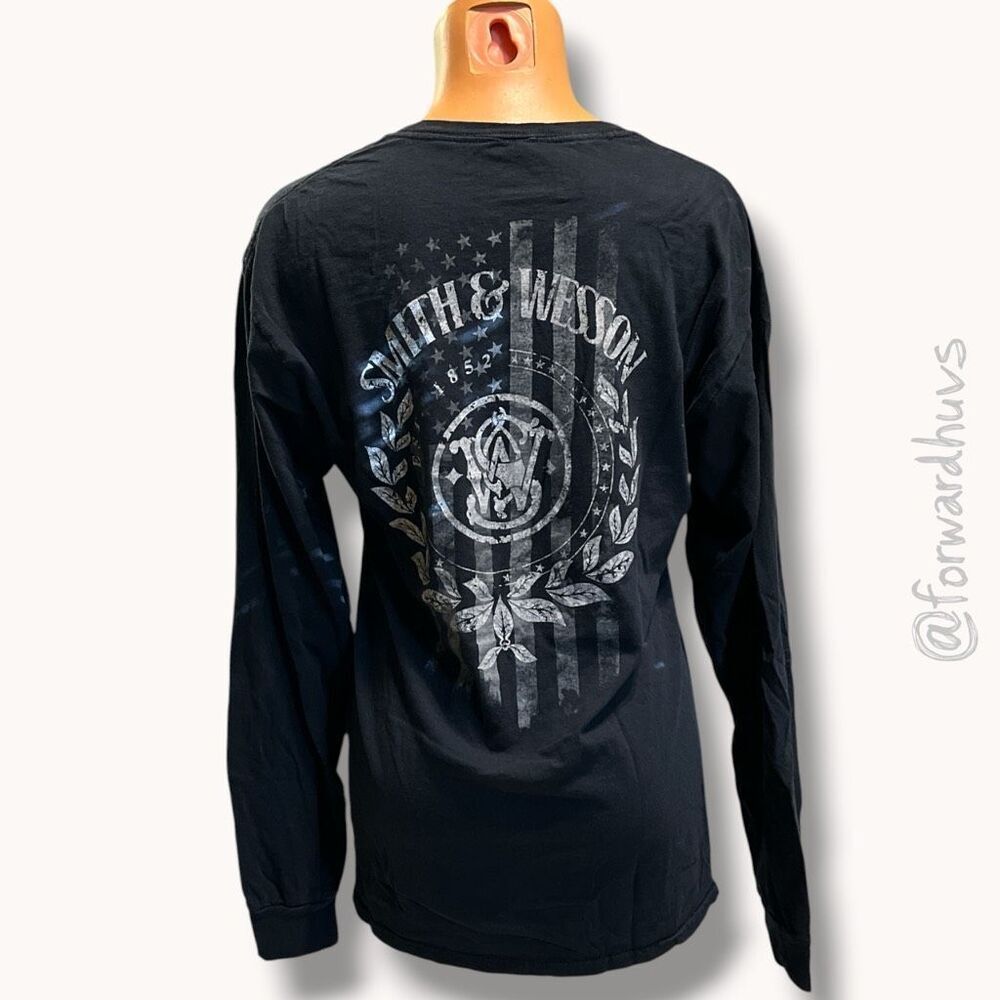 Smith & Wesson Black Long Sleeve Graphic Logo T-Shirt USA Flag Men’s M